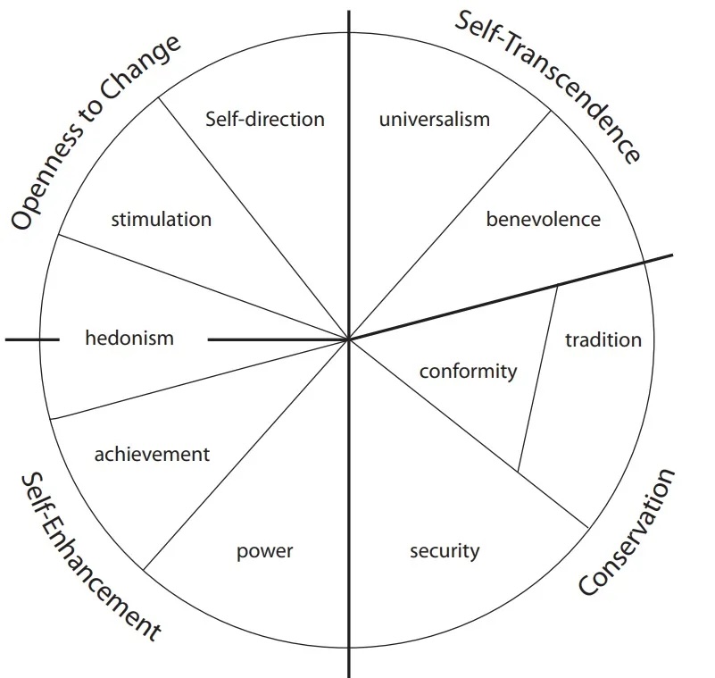 Graphic showing the theory of basic human values